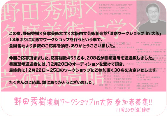 野田秀樹演劇ワークショップ 野田秀樹演劇ワークショップ